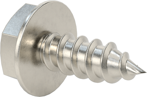 Sac Metal için Flanşlı Altıgen Başlı Vidalar, Yüksek Mukavemetli 410 Paslanmaz Çelik, Numara 6 Boyut, 3/8" Uzunluk
