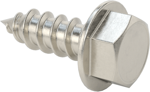 Sac Metal için Flanşlı Altıgen Başlı Vidalar, Yüksek Mukavemetli 410 Paslanmaz Çelik, Numara 8 Boyut, 1/2" Uzunluk