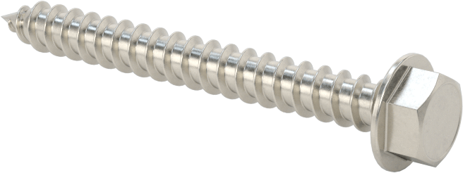 Sac Metal için Flanşlı Altıgen Başlı Vidalar, Yüksek Mukavemetli 410 Paslanmaz Çelik, Numara 8 Boyut, 1-1/2" Uzunluk
