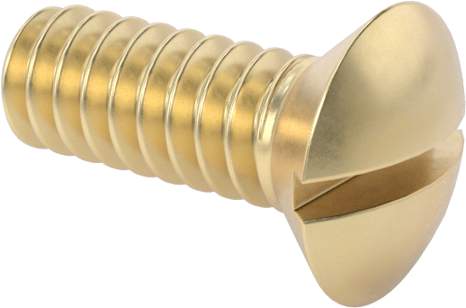 Pirinç Oluklu Oval Başlı Vidalar, 6-32 Diş Boyutu, 3/8" Uzunluk