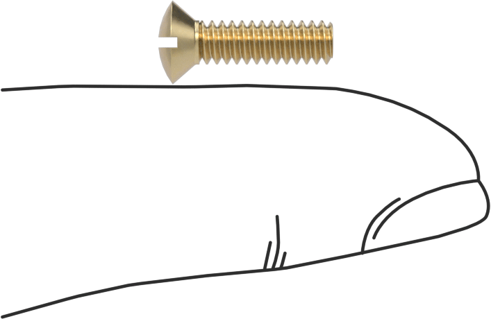 Pirinç Oluklu Oval Başlı Vidalar, 6-32 Diş Boyutu, 1/2" Uzunluk