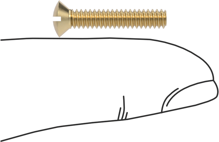Pirinç Oluklu Oval Başlı Vidalar, 6-32 Diş Boyutu, 3/4" Uzunluk
