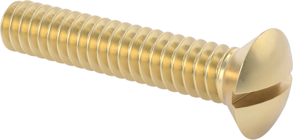Pirinç Oluklu Oval Başlı Vidalar, 6-32 Diş Boyutu, 3/4" Uzunluk