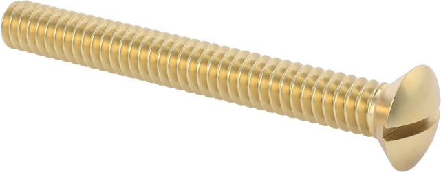 Pirinç Oluklu Oval Başlı Vidalar, 6-32 Diş Boyutu, 1-1/4" Uzunluk