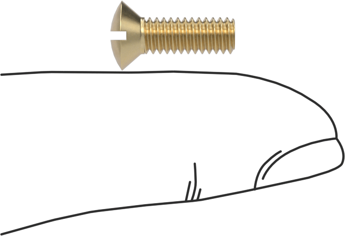 Pirinç Oluklu Oval Başlı Vidalar, 8-32 Diş Boyutu, 1/2" Uzunluk