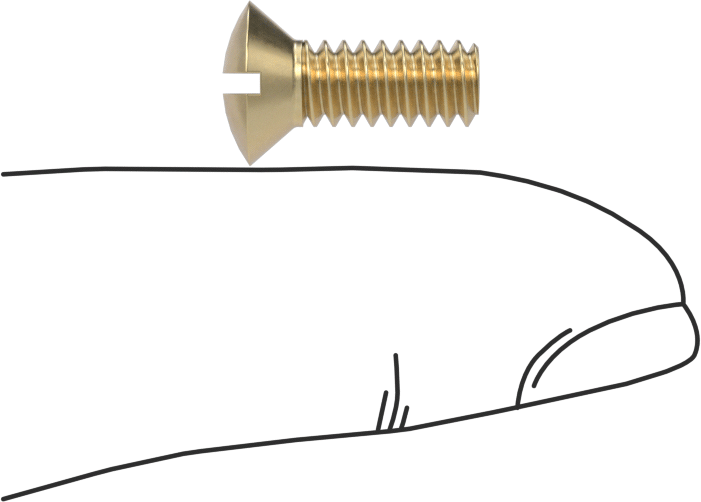 Pirinç Oluklu Oval Başlı Vidalar, 10-24 Diş Boyutu, 1/2" Uzunluk