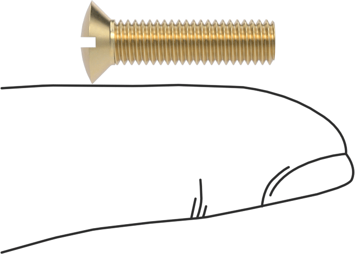 Pirinç Oluklu Oval Başlı Vidalar, M5 x 0,8 mm Diş Boyutu, 20 mm Uzunluk