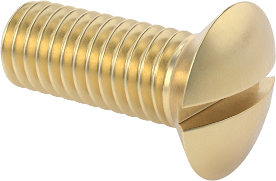 Pirinç Oluklu Oval Başlı Vidalar, M6 x 1 mm Diş Boyutu, 16 mm Uzunluk