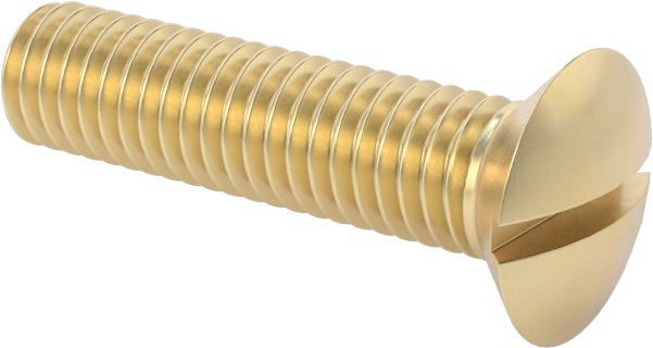 Pirinç Oluklu Oval Başlı Vidalar, M6 x 1 mm Diş Boyutu, 25 mm Uzunluk