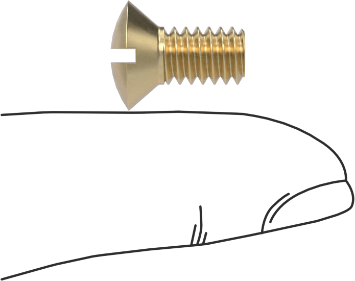 Pirinç Oluklu Oval Başlı Vidalar, 1/4"-20 Diş Boyutu, 1/2" Uzunluk