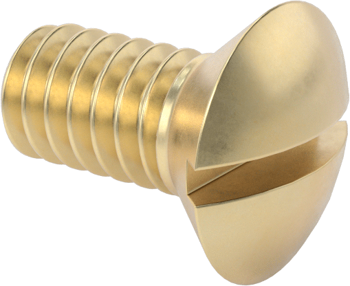 Pirinç Oluklu Oval Başlı Vidalar, 1/4"-20 Diş Boyutu, 1/2" Uzunluk