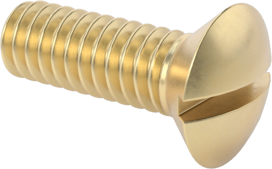 Pirinç Oluklu Oval Başlı Vidalar, 1/4"-20 Diş Boyutu, 3/4" Uzunluk