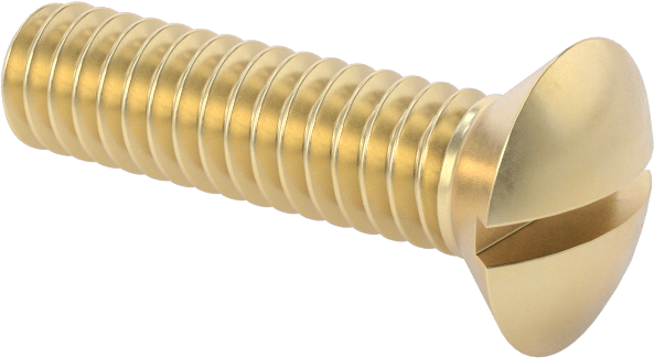 Pirinç Oluklu Oval Başlı Vidalar, 1/4"-20 Diş Boyutu, 1" Uzunluk