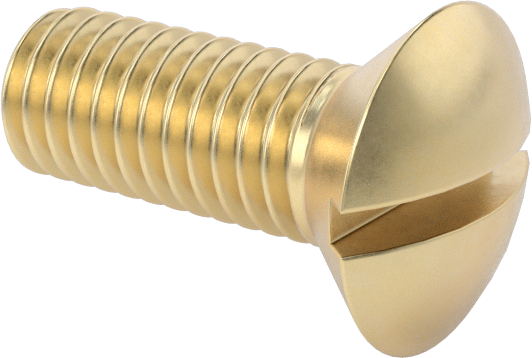 Pirinç Oluklu Oval Başlı Vidalar, 10-32 Diş Boyutu, 1/2" Uzunluk