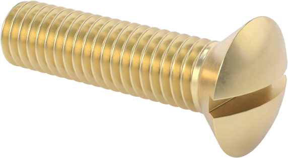 Pirinç Oluklu Oval Başlı Vidalar, 10-32 Diş Boyutu, 3/4" Uzunluk