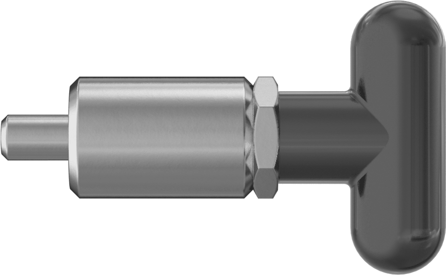 18-8 Paslanmaz Çelik Kaynaklı Geri Çekilebilir Yaylı Piston, T-Saplı, 0,375" Burun Çapı, 1,5 inç Uzunluk
