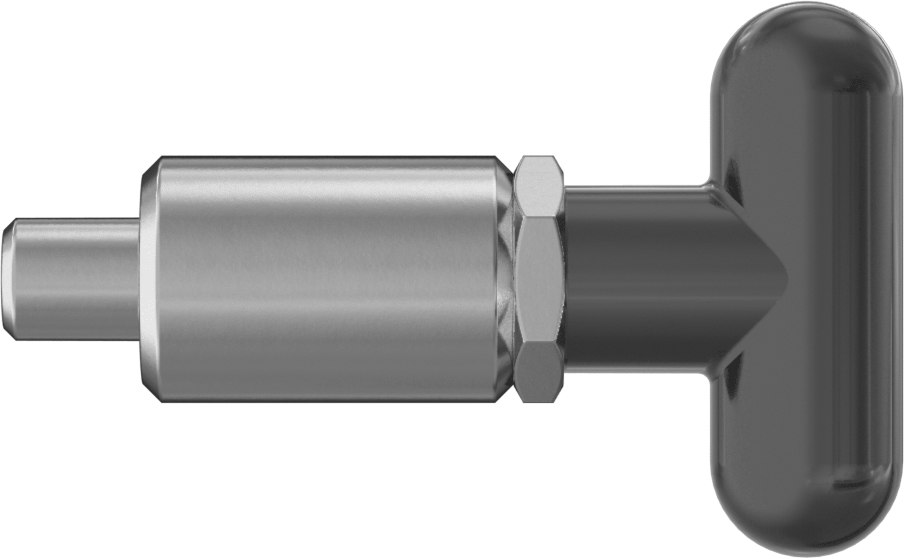 18-8 Paslanmaz Çelik Kaynaklı Geri Çekilebilir Yaylı Piston, T-Saplı, 0,5 inç Burun Çapı, 1,5 inç Uzunluk