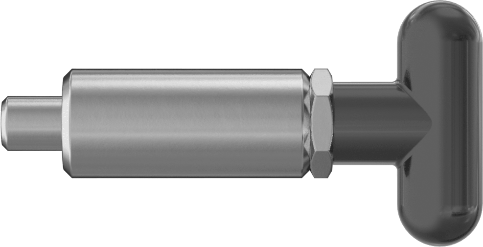 18-8 Paslanmaz Çelik Kaynaklı Geri Çekilebilir Yaylı Piston, T-Saplı, 2,25 inç Uzunluk, 0,5“ Çap x 0,563” Uzun Burun