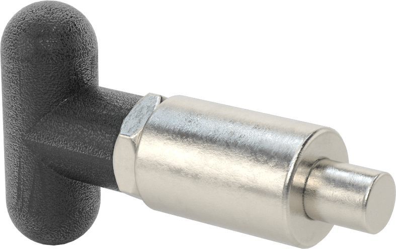 18-8 Paslanmaz Çelik Kaynaklı Geri Çekilebilir Yaylı Piston, T-Saplı, Kilitleme, 1,5 inç Uzunluk, 0,5 inç Çap, 0,563 inç Uzun Burun