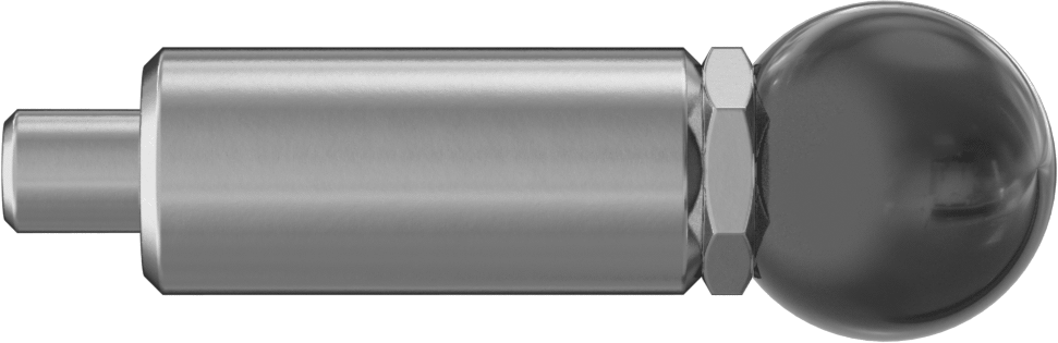 18-8 Paslanmaz Çelik Kaynaklı Geri Çekilebilir Yaylı Piston, Küresel Tutamak, Kilitleme, 2,25 inç Uzunluk, 0,5 inç Çaplı Burun