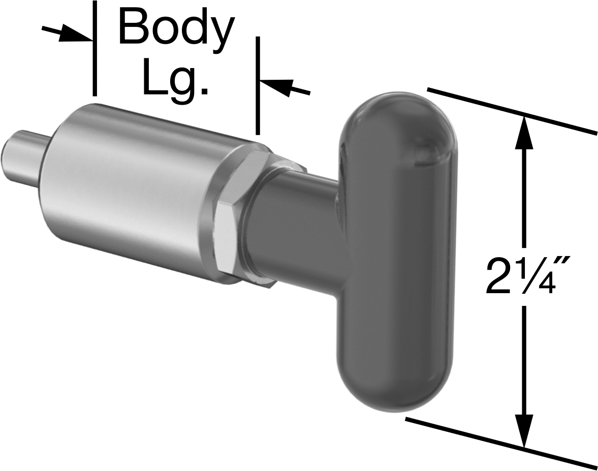 Çelik Kaynaklı Geri Çekilebilir Yaylı Piston, T-Saplı, 1,5 inç Uzunluk, 0,5“ Çap x 0,688” Uzun Burun