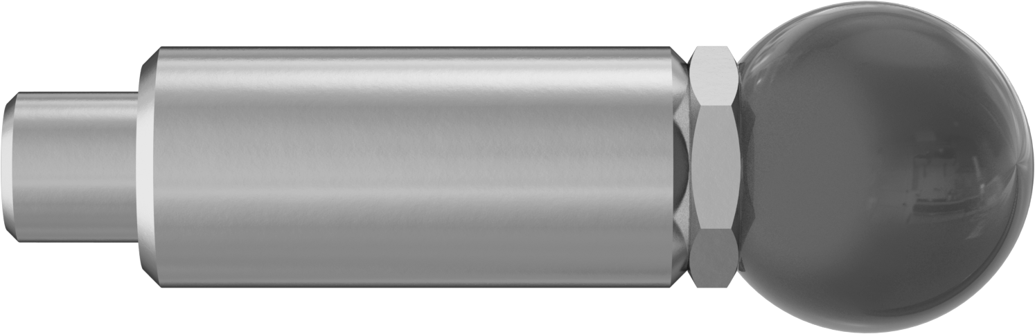 18-8 Paslanmaz Çelik Kaynaklı Geri Çekilebilir Yaylı Piston, Küresel Tutamak, 2,25 inç Uzunluk, 0,625“ Çap x 0,563” Uzun Burun