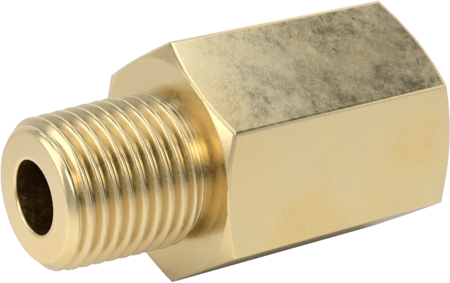 Hassas Aşırı Basınçlı Pirinç Boru Bağlantı Parçası, Düz Adaptör, 1/8 BSPT Dişi x NPT Erkek