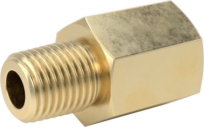 Hassas Aşırı Basınçlı Pirinç Boru Bağlantı Parçası, Düz Adaptör, 1/4 BSPT Dişi x NPT Erkek