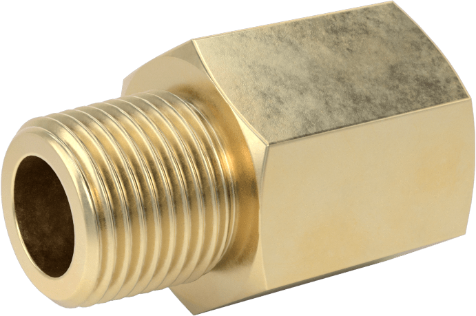 Hassas Aşırı Basınçlı Pirinç Boru Bağlantı Parçası, Düz Adaptör, 3/8 BSPT Dişi x NPT Erkek