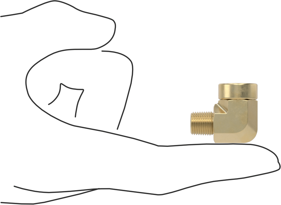Hassas Aşırı Basınçlı Pirinç Boru Bağlantı Parçası, 90 Derece Dirsek Adaptörü, 1/8 NPT Dişi x Erkek