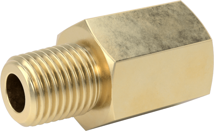 Hassas Aşırı Basınçlı Pirinç Boru Bağlantı Parçası, Düz Adaptör, 1/4 BSPP Dişi x NPT Erkek