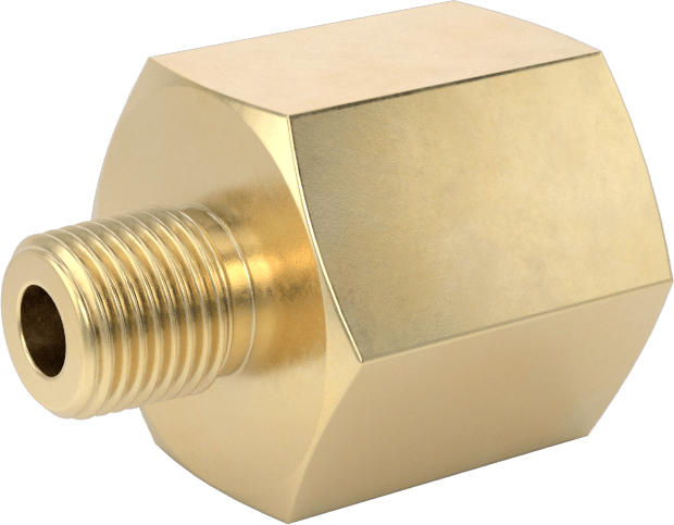 Hassas Aşırı Basınçlı Pirinç Boru Bağlantı Parçası, Redüksiyon Adaptörü, 3/8 NPT Dişi x 1/8 NPT Erkek