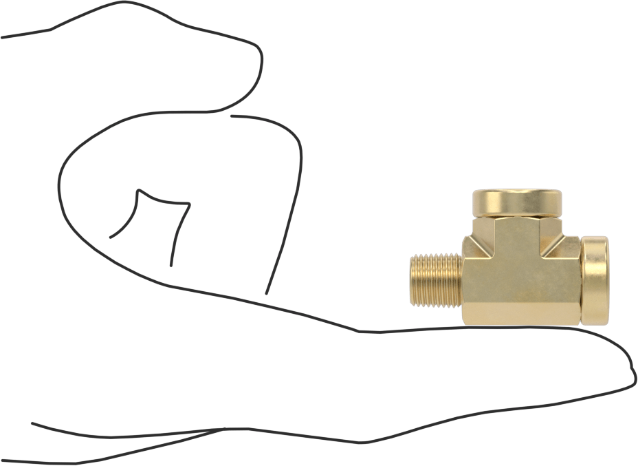 Hassas Aşırı Basınçlı Pirinç Boru Bağlantı Parçası, Dik Açılı T Adaptörü, 1/8 NPT Dişi x Erkek