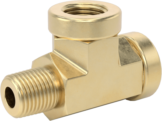 Hassas Aşırı Basınçlı Pirinç Boru Bağlantı Parçası, Dik Açılı T Adaptörü, 1/8 NPT Dişi x Erkek