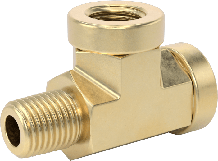 Hassas Aşırı Basınçlı Pirinç Boru Bağlantı Parçası, Dik Açılı T Adaptörü, 1/4 NPT Dişi x Erkek