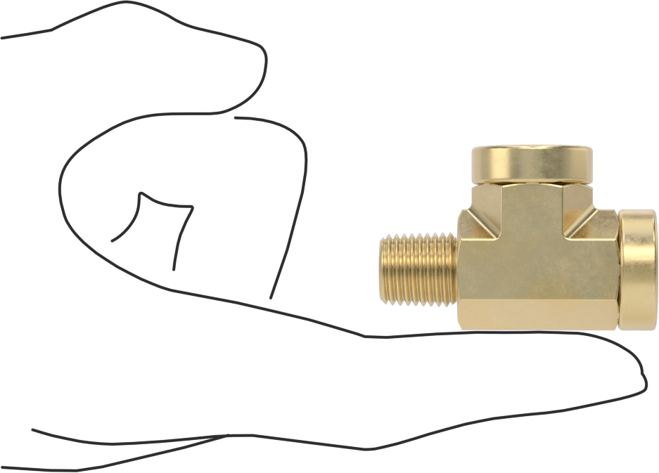 Hassas Aşırı Basınçlı Pirinç Boru Bağlantı Parçası, Dik Açılı T Adaptörü, 1/4 NPT Dişi x Erkek