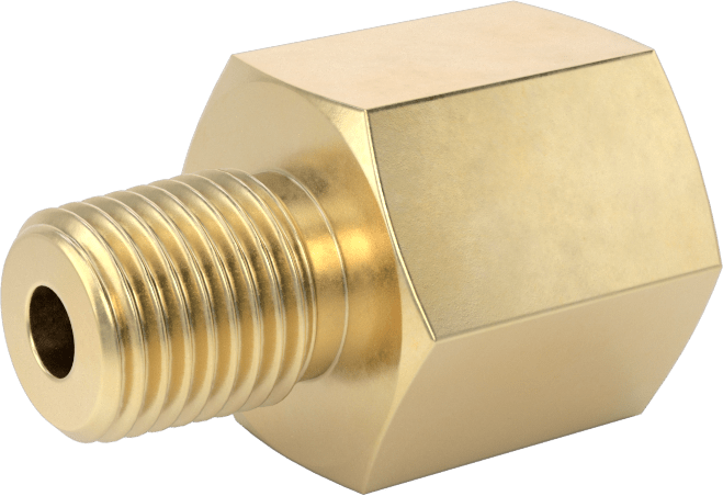 Hassas Aşırı Basınçlı Pirinç Boru Bağlantı Parçası, Redüksiyon Adaptörü, 3/8 NPT Dişi x 1/4 NPT Erkek