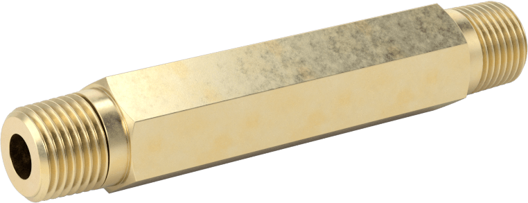 Hassas Aşırı Basınçlı Pirinç Boru Bağlantı Parçası, Altıgen Başlı Düz Bağlantı Elemanı, 1/8 NPT Erkek, 2-1/2" Uzunluk