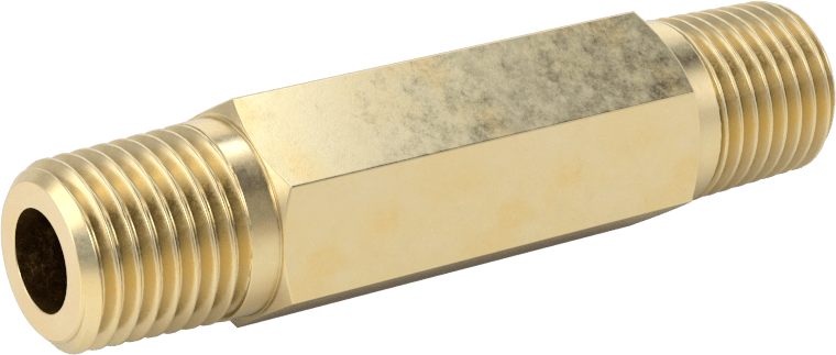 Hassas Aşırı Basınçlı Pirinç Boru Bağlantı Parçası, Altıgen Başlı Düz Bağlantı Elemanı, 1/4 NPT Erkek, 2-1/2" Uzunluk