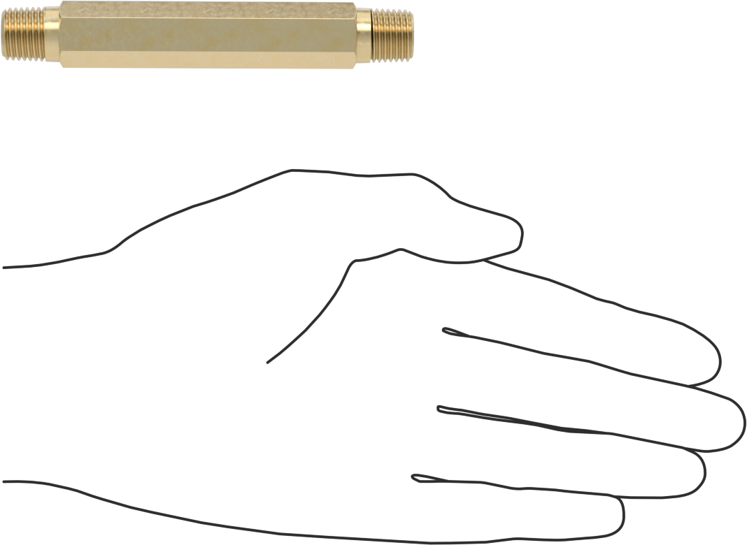 Hassas Aşırı Basınçlı Pirinç Boru Bağlantı Parçası, Altıgen Başlı Düz Bağlantı Elemanı, 1/4 NPT Erkek, 4" Uzunluk