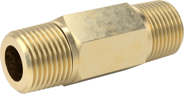 Hassas Aşırı Basınçlı Pirinç Boru Bağlantı Parçası, Altıgen Başlı Düz Bağlantı Elemanı, 3/8 NPT Erkek, 2" Uzunluk