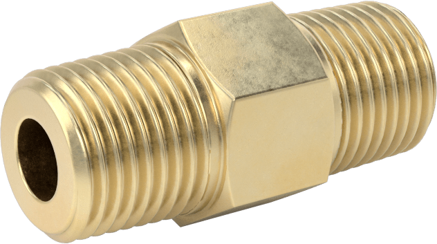 Hassas Aşırı Basınçlı Pirinç Boru Bağlantı Parçası, Düz Adaptör, 1/8 BSPT Erkek x NPT Erkek