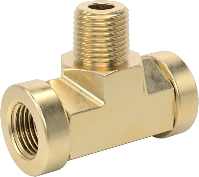 Hassas Aşırı Basınçlı Pirinç Boru Bağlantı Parçası, Hat Üstü T Adaptörü, 1/8 NPT Dişi x Erkek