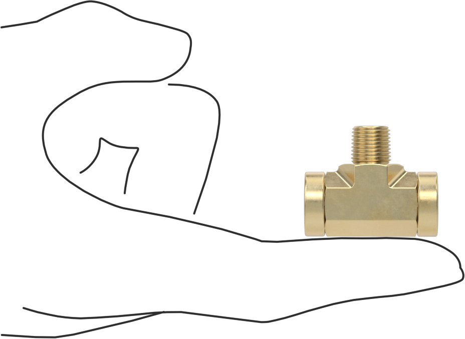 Hassas Aşırı Basınçlı Pirinç Boru Bağlantı Parçası, Hat Üstü T Adaptörü, 1/8 NPT Dişi x Erkek