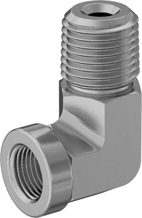 Hassas Aşırı Basınçlı Pirinç Boru Bağlantı Parçası, 90 Derece Redüksiyon Adaptörü, 1/8 NPT Dişi x 1/4 NPT Erkek