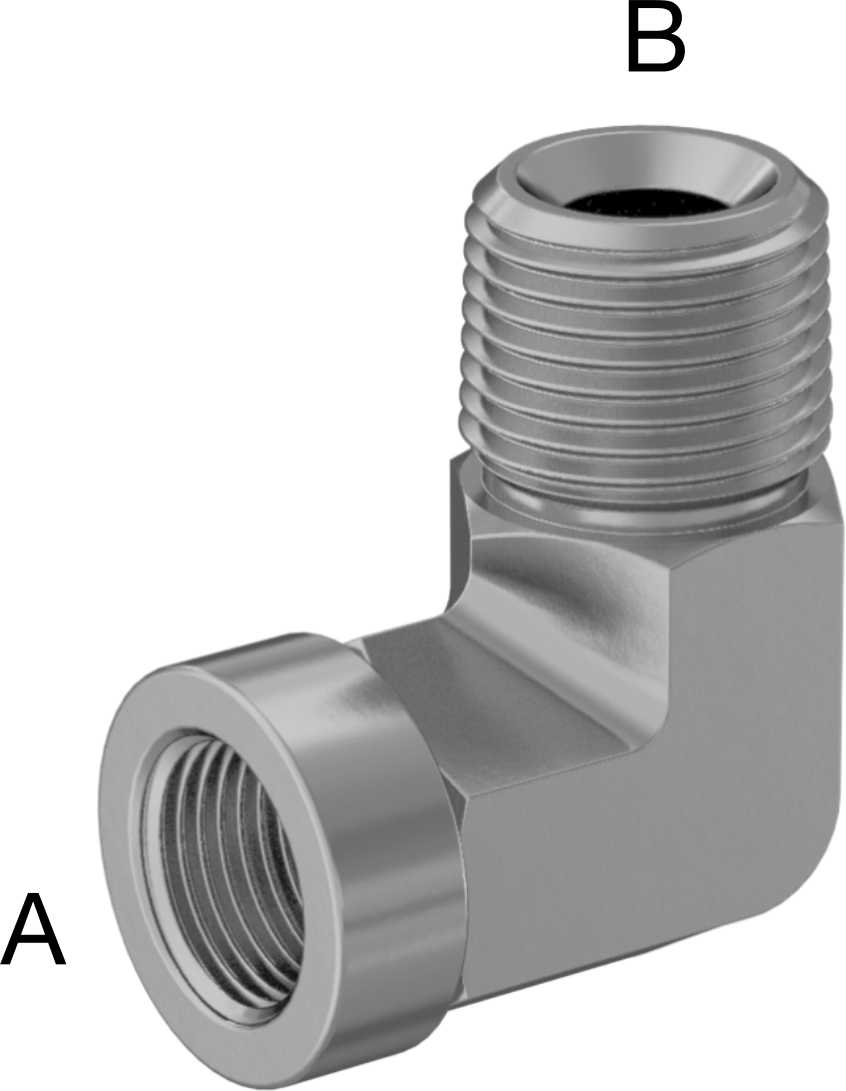Hassas Aşırı Basınçlı Pirinç Boru Bağlantı Parçası, 90 Derece Redüksiyon Adaptörü, 3/8 NPT Dişi x 1/2 NPT Erkek