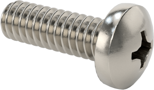 316 Paslanmaz Çelik Silindir Başlı Phillips Vida, 0-80 Diş, 3/16" Uzunluk