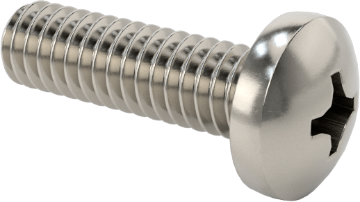 316 Paslanmaz Çelik Silindir Başlı Phillips Vida, 1-72 Diş, 1/4" Uzunluk