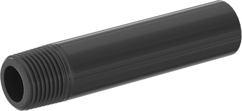 Su için Kalın Cidarlı Koyu Gri PVC Boru Nipeli, Bir Ucu Dişli, 3/8 NPT, 3" Uzunluk