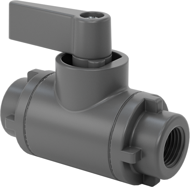 İçme Suyu için Kompakt Açma/Kapama Vanası, Gri PVC Gövde, 1/8 NPT Dişi x 1/8 NPT Dişi